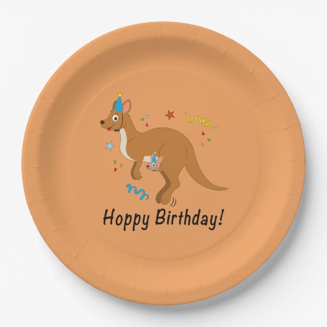 Mama and Baby in Birthday Hats Paper Plates (Front)