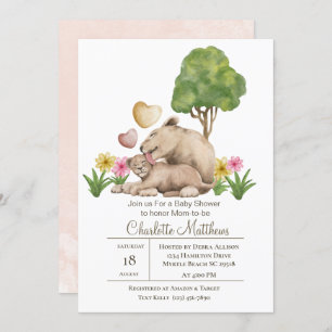Mama and Baby Lion Jungle Sarfari Baby Shower Inv Invitation