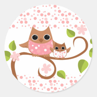 Mama and Baby Owl Classic Round Sticker