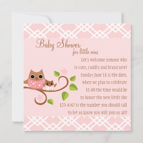 Mama and Baby Owl Custom Invite