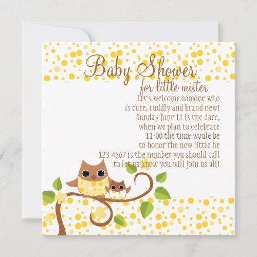Mama and Baby Owl Personalized Announcements