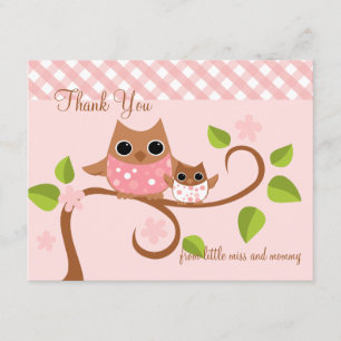 Mama and Baby Owl Thank You Card