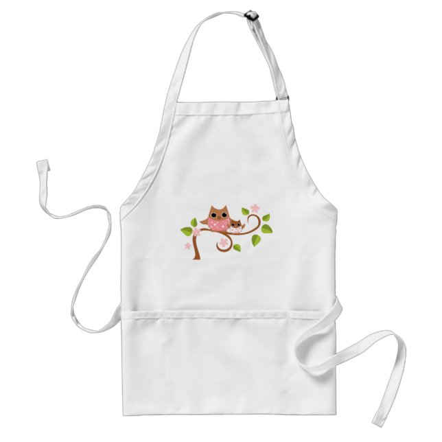 Mama and Baby Owls Adult Apron (Front)