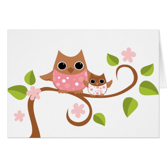 Mama and Baby Owls Card