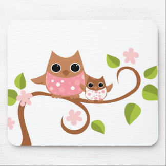 Mama and Baby Owls Mouse Pad