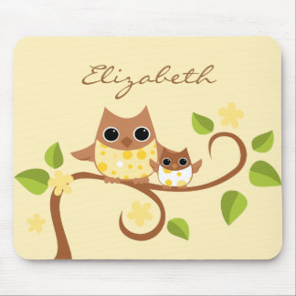 Mama and Baby Owls Mouse Pad