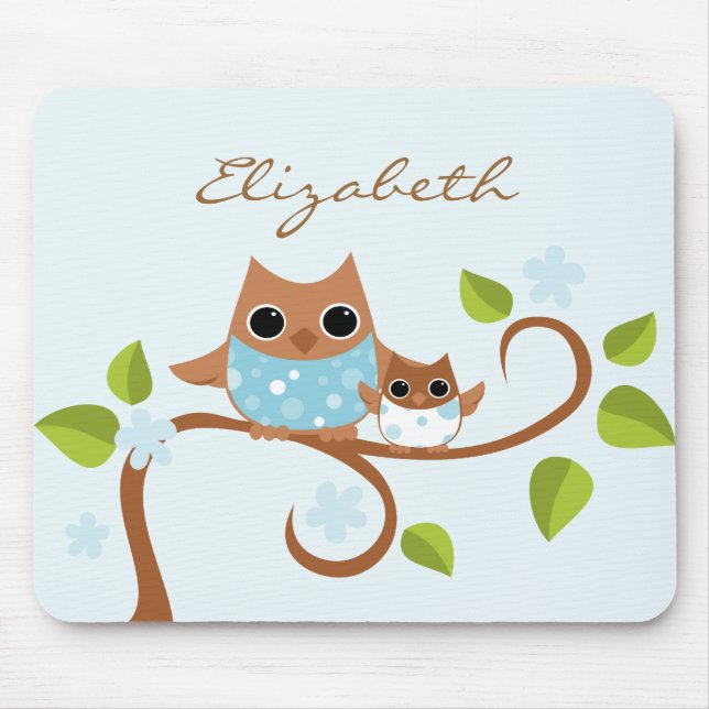Mama and Baby Owls Mouse Pad (Front)