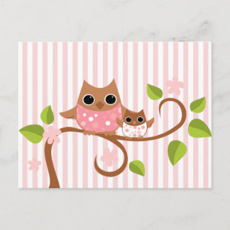 Mama and Baby Owls Postcard
