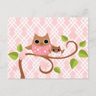 Mama and Baby Owls Postcard