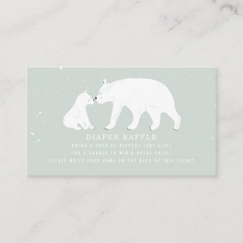 Mama And Baby Polar Bear Blue Baby Diaper Raffle Enclosure Card