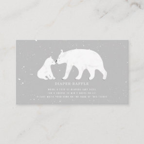 Mama And Baby Polar Bear Gray Baby Diaper Raffle Enclosure Card