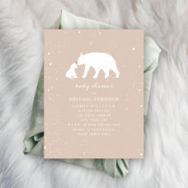 Mama and Baby Polar Bear Pink Baby Shower Invitation