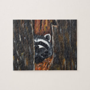 Mama and Baby Raccoon Painting Jigsaw Puzzle