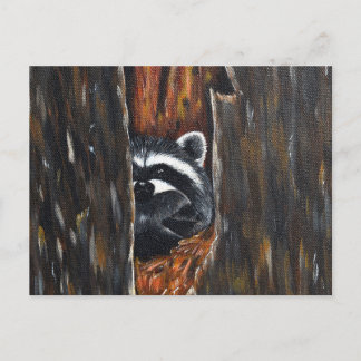 Mama and Baby Raccoon Painting Postcard