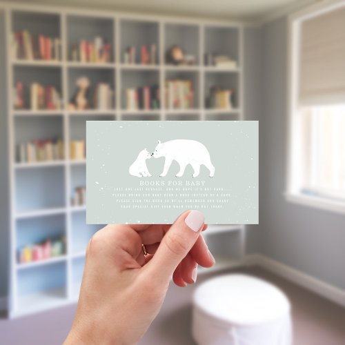 Mama And Baby Shower Polar Bear Book Request Blue Enclosure Card