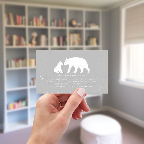 Mama And Baby Shower Polar Bear Book Request Gray Enclosure Card