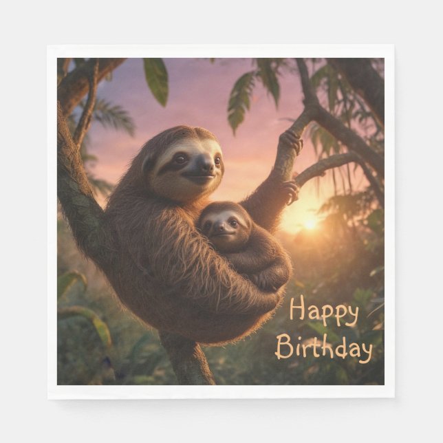Mama and Baby Sloth Napkins (Front)