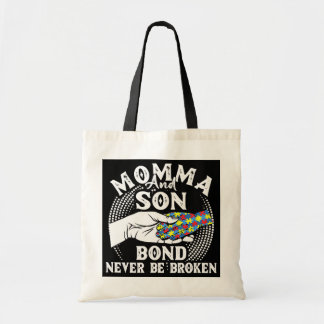 Mama And Son Bond Never Be Broken autism mom Tote Bag