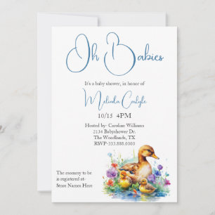 Mama and Twin Ducklings Baby Shower Invitation