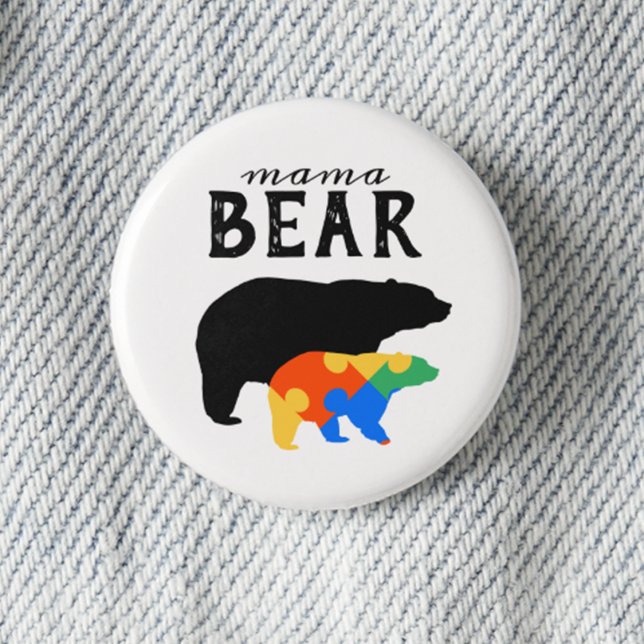 Mama Baby Bear Autism Awareness Button (Mama Baby Bear Autism Awareness Button)