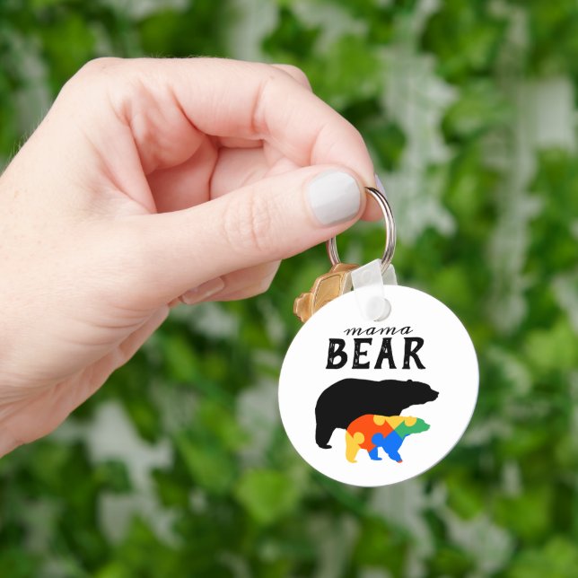 Mama Baby Bear Autism Awareness Keychain (Hand)