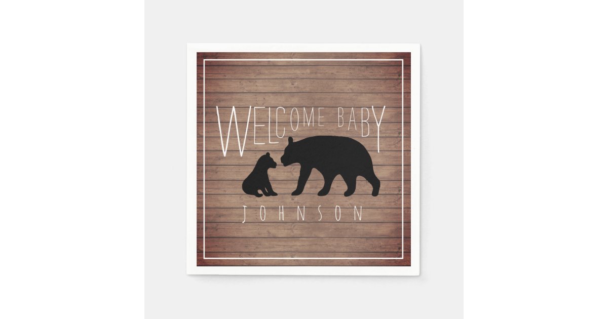 Mama + Baby Bear Wood Baby Shower Napkins Zazzle
