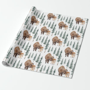 Mama Baby Bison Wrapping Paper