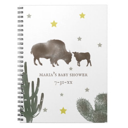Mama Baby Buffalo Cactus Boy Baby Shower Guest Notebook