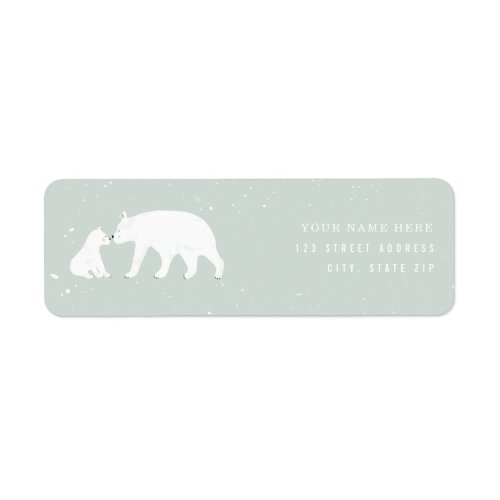 Mama Baby Polar Bear Blue Baby Shower Label