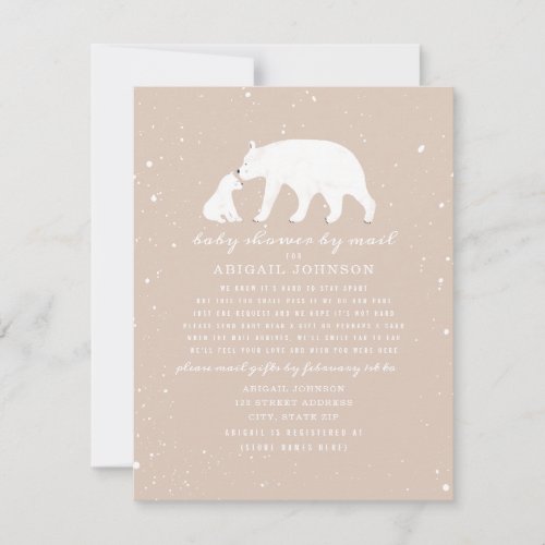 Mama  Baby Polar Bear Pink Baby Shower By Mail Invitation