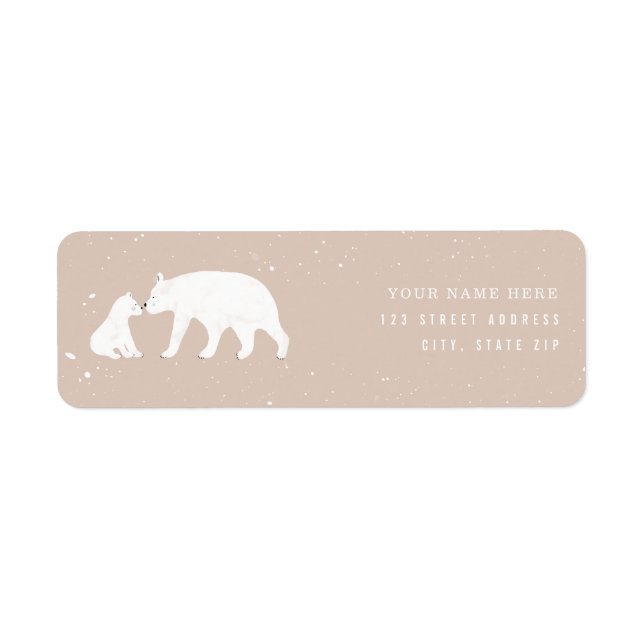 Mama Baby Polar Bear Pink Baby Shower Label (Front)
