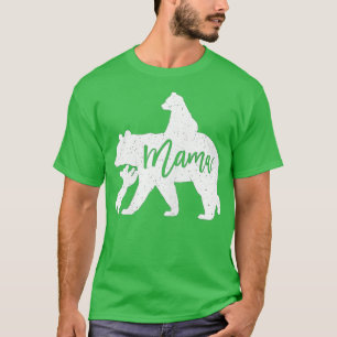 Mama Bear 2 Baby Bear Cubs Playing Riding on Back  T-Shirt