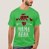 Mama Bear 3 Cubs Shirt Christmas Mama Bear Plaid Pajama T-Shirt