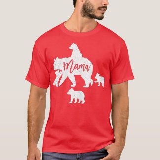 Mama Bear 4 Baby Bear Cubs Following Riding on Bac T-Shirt