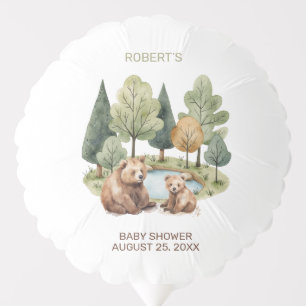 Mama bear adventure awaits baby shower invitation balloon