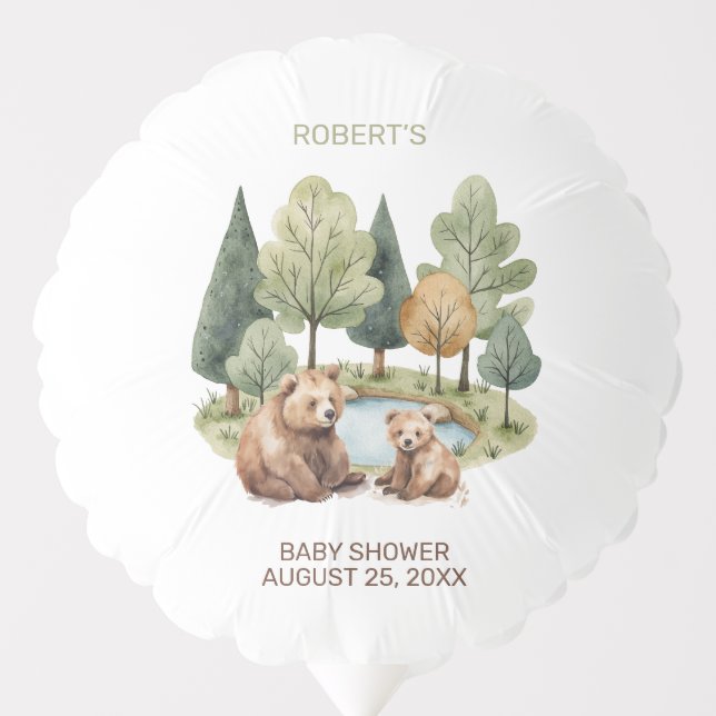 Mama bear adventure awaits baby shower invitation  balloon (Front)