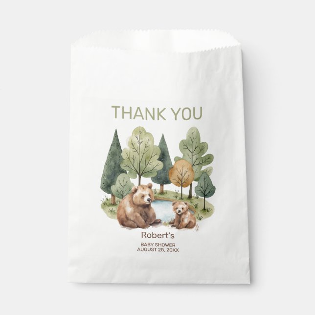 Mama bear adventure awaits baby shower invitation  favor bag (Front)