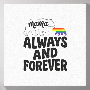 Mama Bear Always And Forever Vintage Rainbow Shirt Canvas Photo Tile