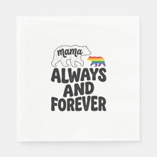 Mama Bear Always And Forever Vintage Rainbow Shirt Napkins