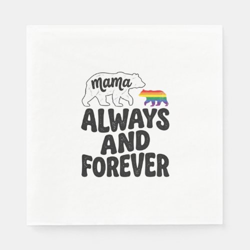 Mama Bear Always And Forever Vintage Rainbow Shirt Napkins