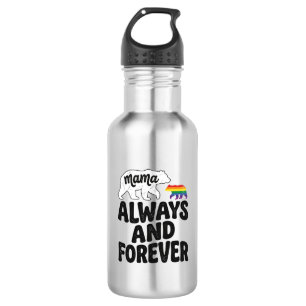 Mama Bear Always And Forever Vintage Rainbow Shirt Stainless Steel Water Bottle