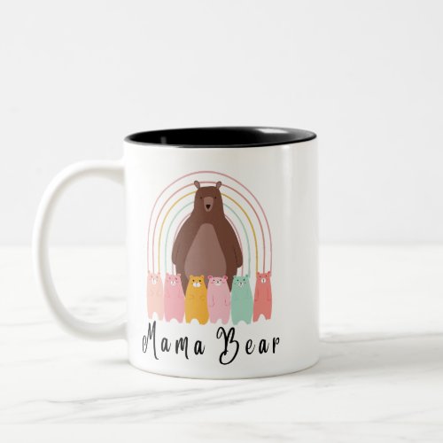 Mama Bear and Colorful Cubs Two_Tone Coffee Mug