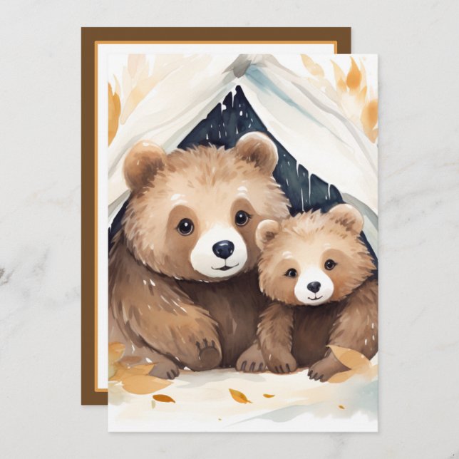 Mama Bear and Cub Baby Shower Invitation (Front/Back)