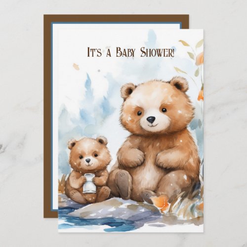 Mama Bear and Cub Baby Shower Invitation