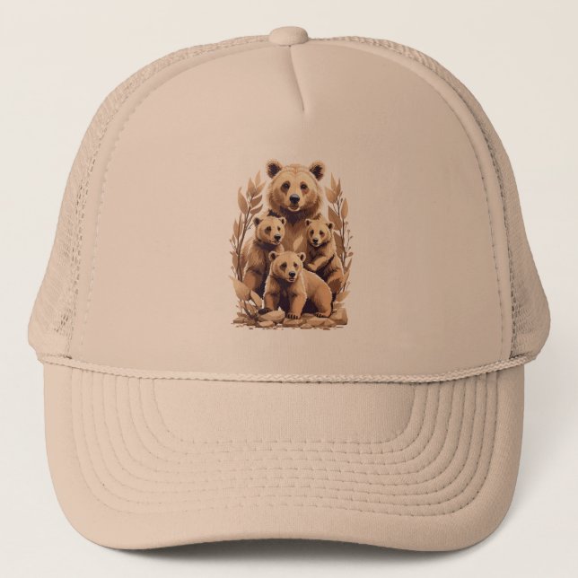 Mama Bear And Her Cubs - Wild Love Trucker Hat (Front)