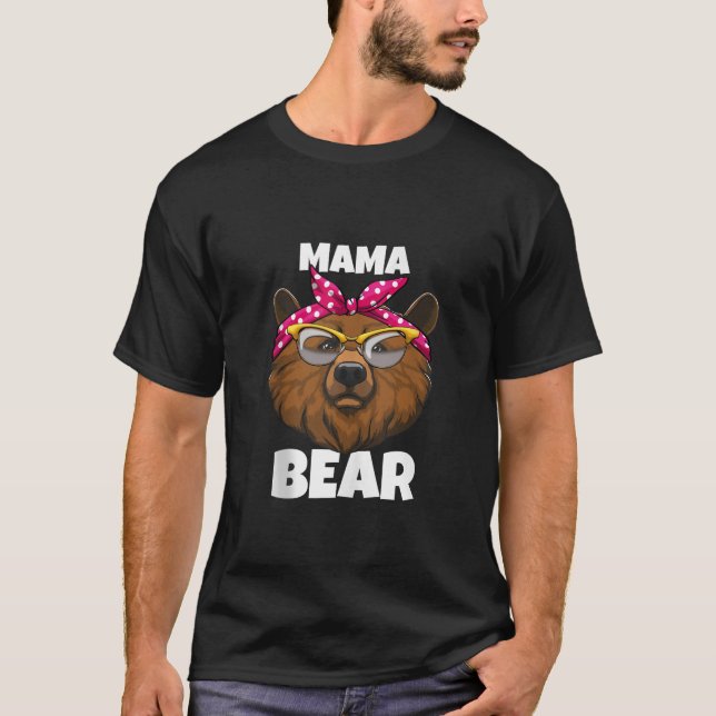 Mama Bear Animal Women Nature Funny Bandana Glasse T-Shirt (Front)