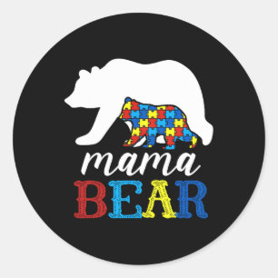 Mama Bear Autism Awareness Puzzle Mom Gift Classic Round Sticker