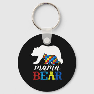 Mama Bear Autism Awareness Puzzle Mom Gift Keychain