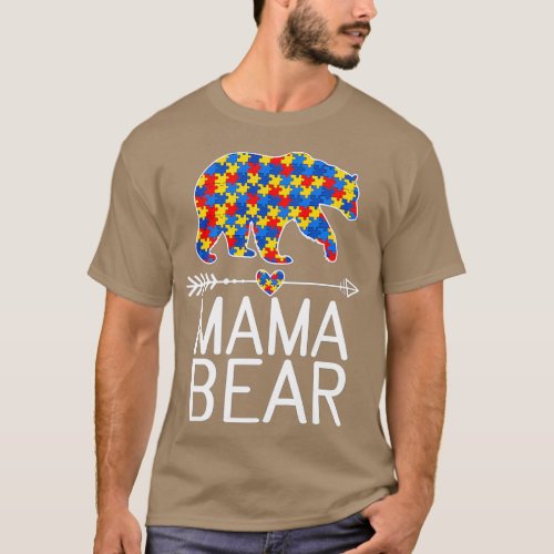 Mama Bear Autism Awareness Puzzle Piece Support Au T_Shirt