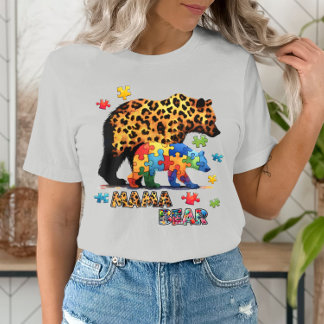 Mama Bear Autism Awareness Puzzle T-Shirt
